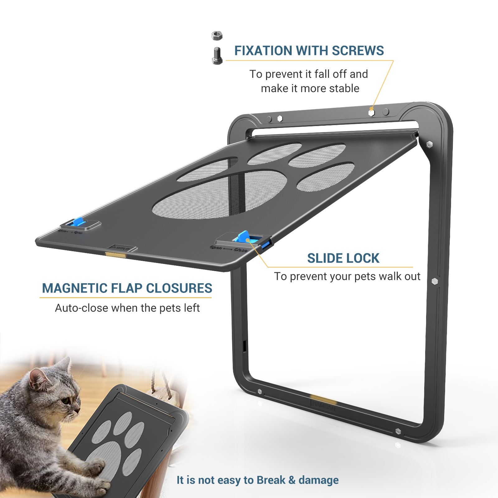 Wholesale Pet Door for Screen Door Lockable Magnetic Flap Screen Automatic Lockable Durable Door for Puppy Cats