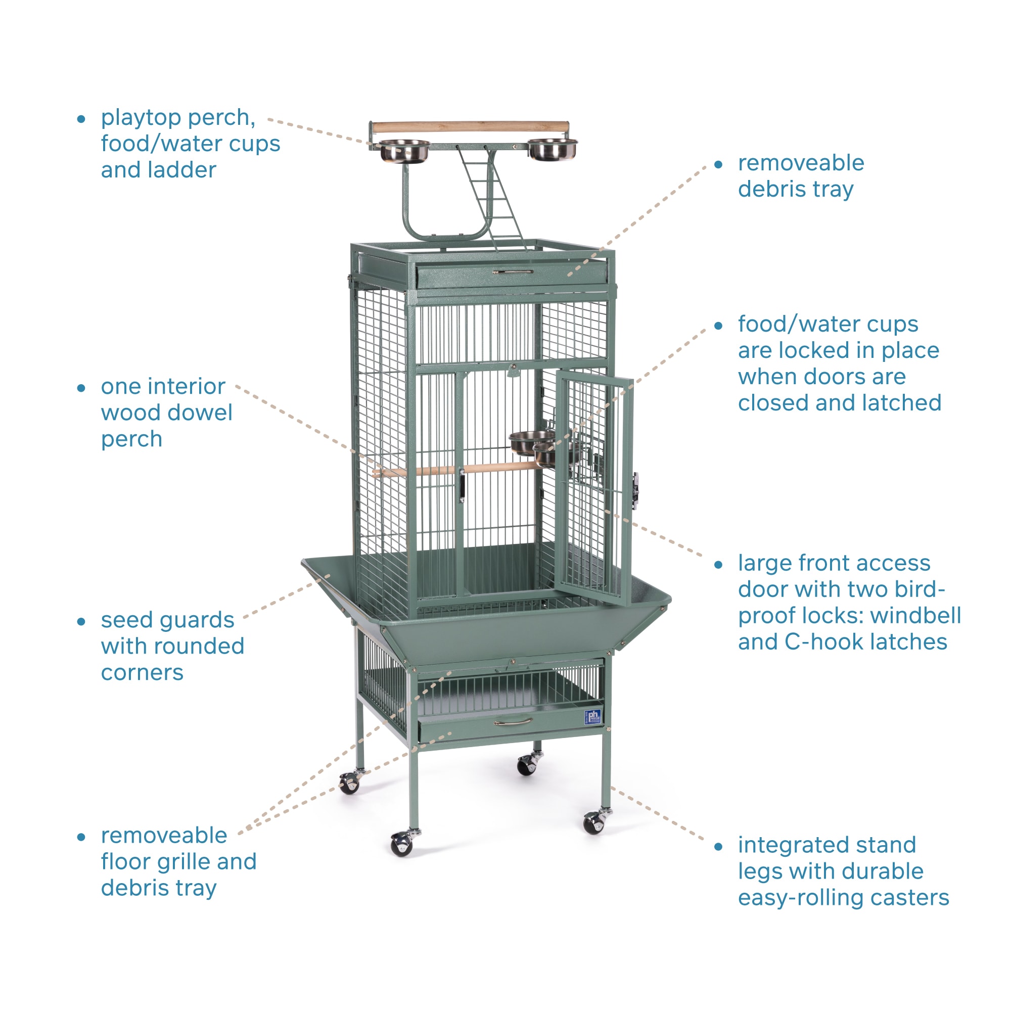 Prevue Pet Products Signature Select Series Wrought Iron Bird Cage in Sage