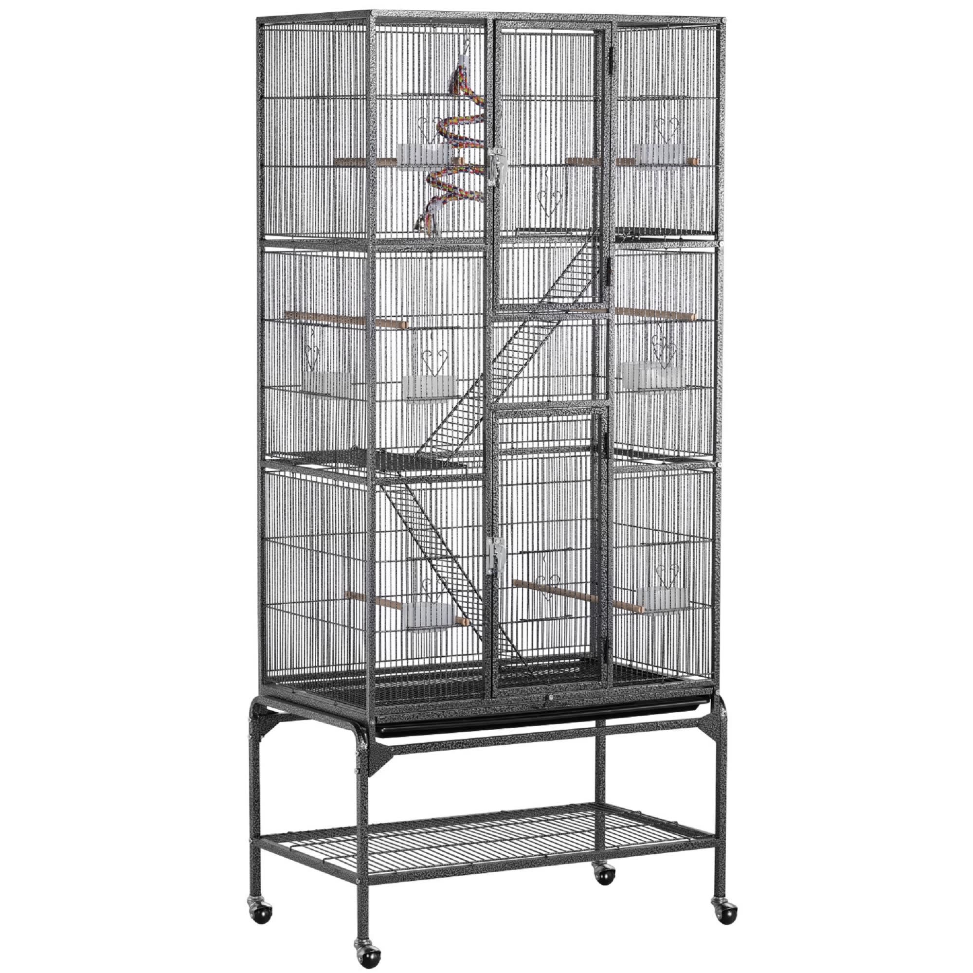 Topeakmart Black 69" Extra Large Bird Cage with Rolling Detachable Stand for Small Birds