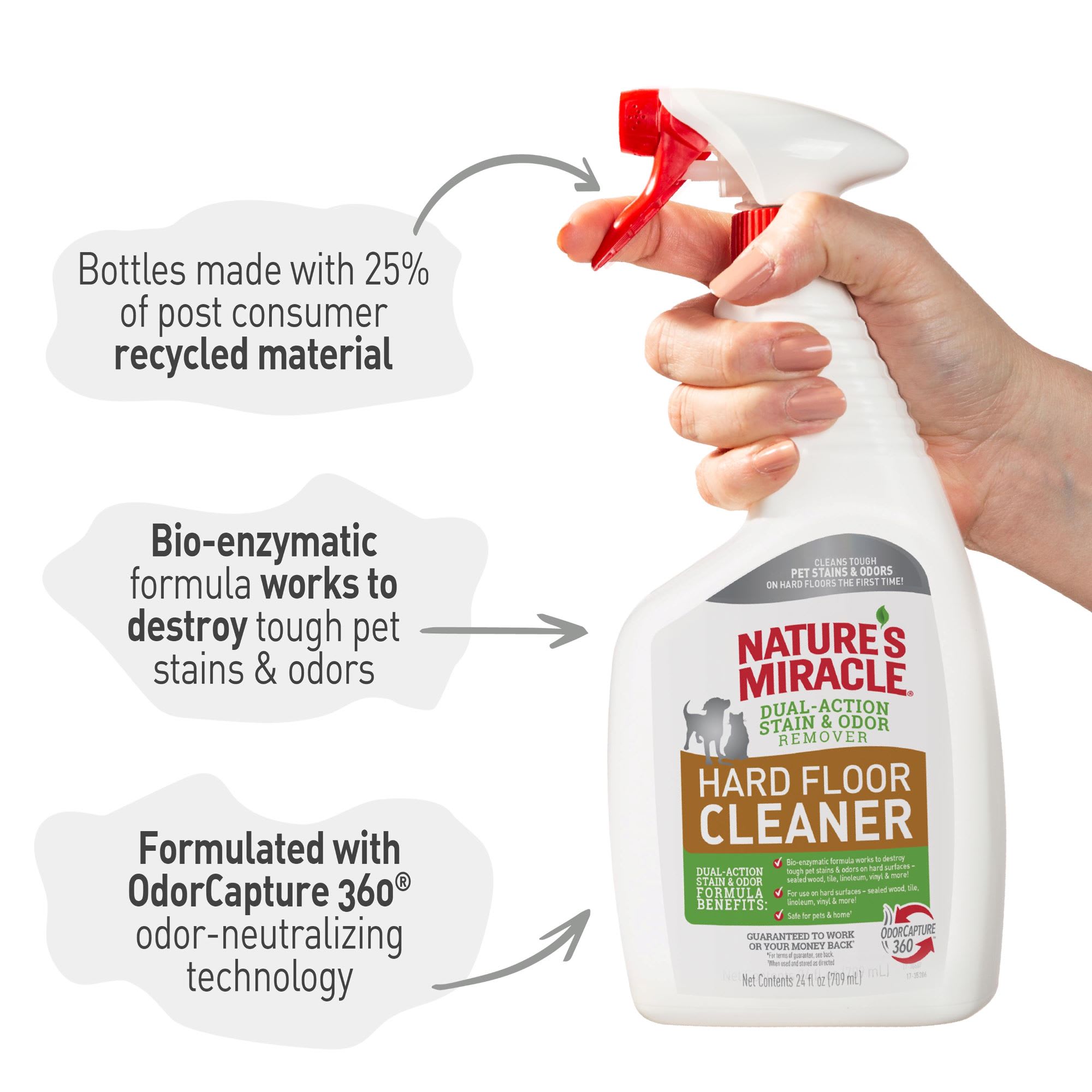 Nature's Miracle Dual-Action Hard Floor Cleaner, Pet Stain & Odor Remover, 24 fl. oz.