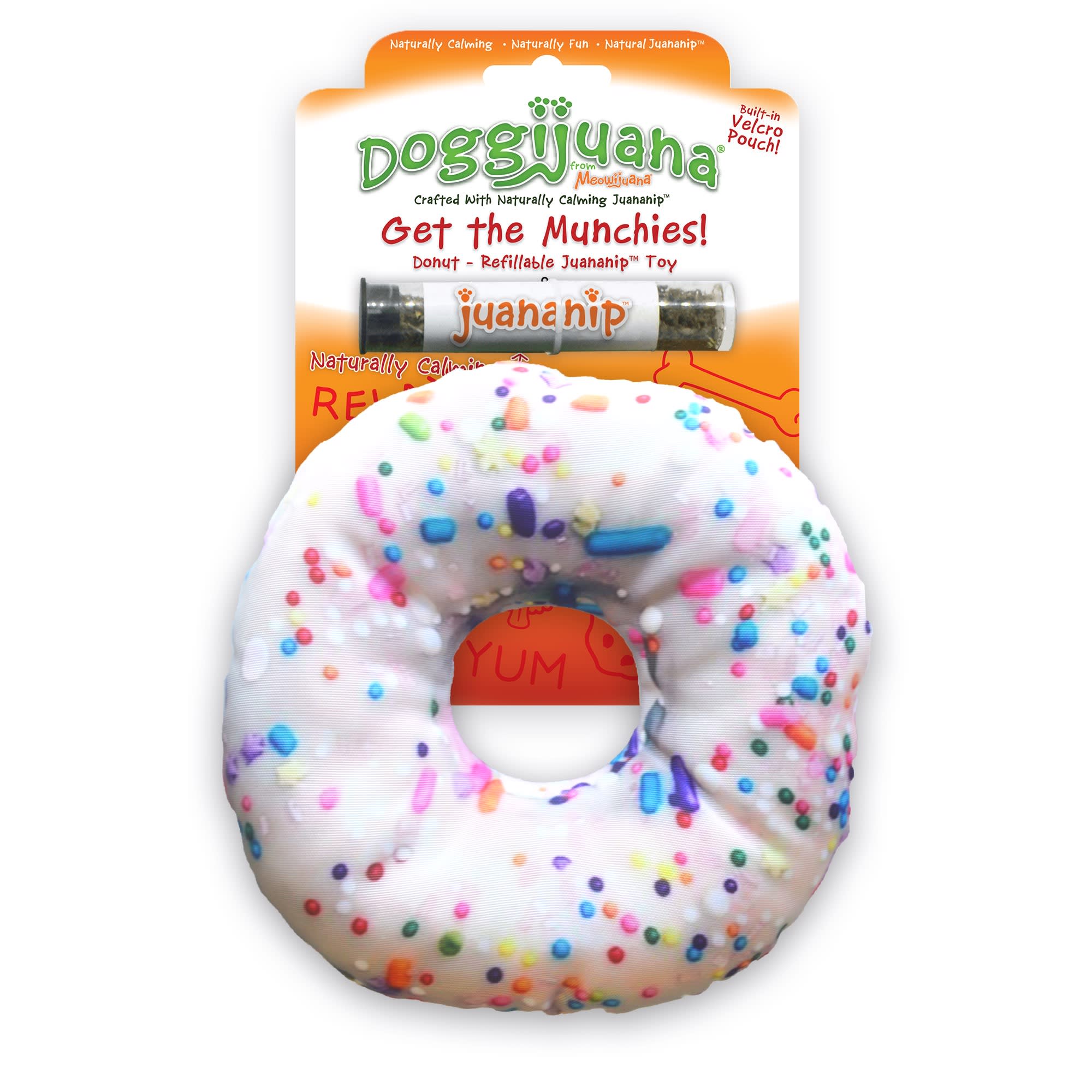Doggijuana Get the Munchies Refillable Donut Dog Toy, Medium