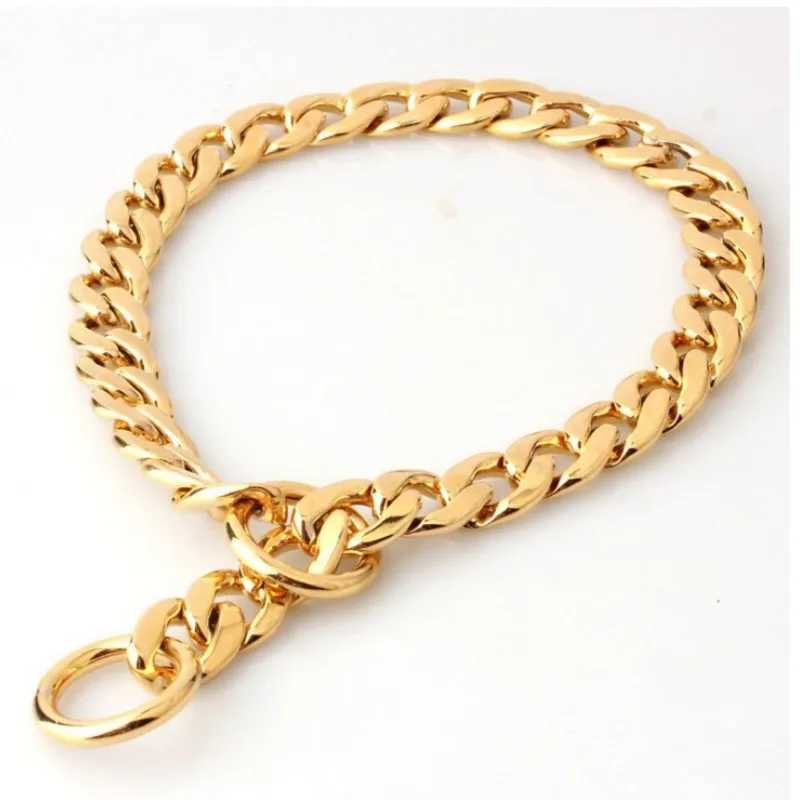 Luxury Dog Collar Gold Pet Necklace Dog Chain Choker For Pitbull Bulldog Teddy French Bulldog Metal Collar Pets Jewelry Products X250129