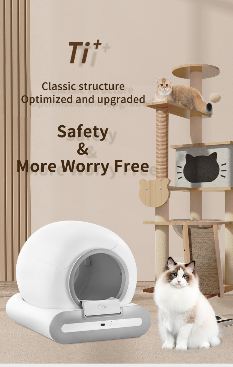 2024 EU Warehouse New Ti+ Intelligent Automatic Smart Cat Litter Box Self-Cleaning Areneros para Gatos Pet Bowls & Feeders