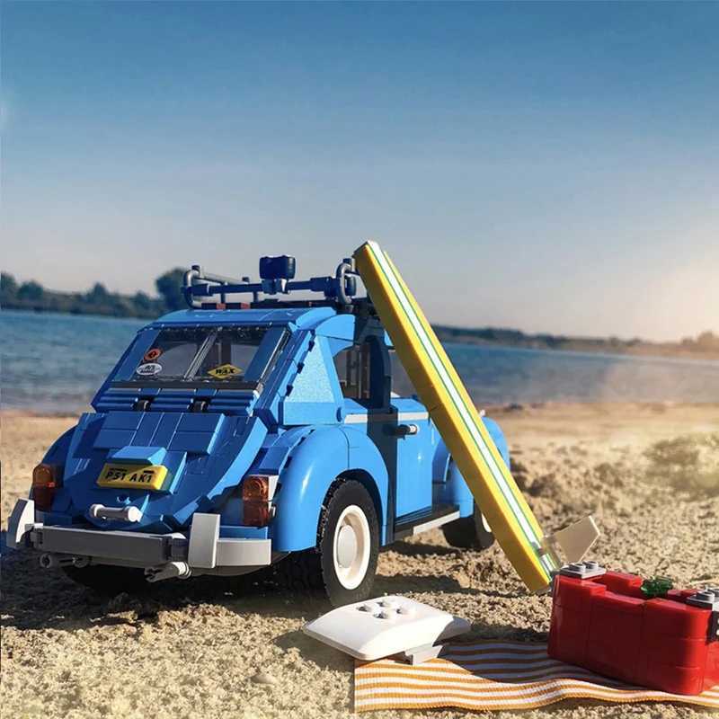 1167PCS Blue Beetle Camper Car Building Blocks Technical Set Model Creative Vehicle MOC Assembly Toys Bricks For Children Gifts XJ250702
