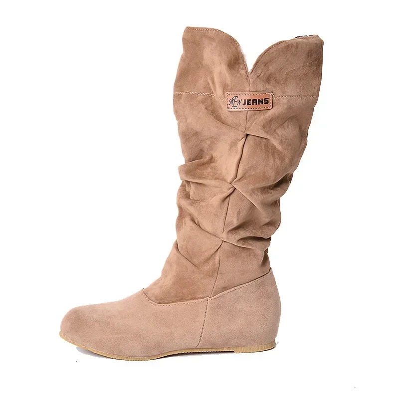 2024 Mid-tube Snow Boots Hollow Cotton Thread Hook Lace Frosted Lady Boots Large Size Womens Shoes 241125
