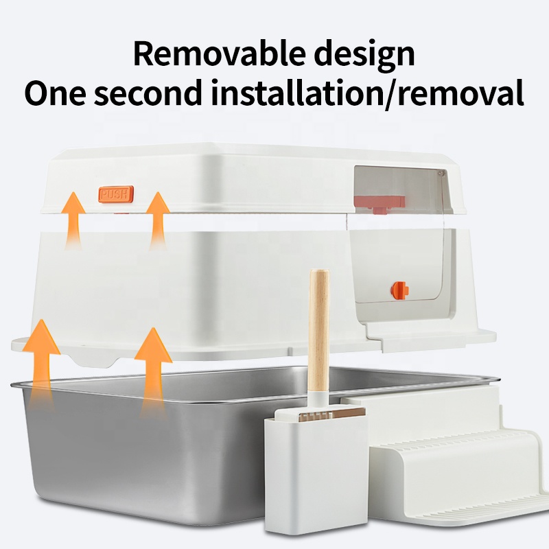 Super-Large Anti-Splash Stainless Steel Cat Litter Basin Easy Cleaning Non-Stick Feature Fat Cat Multi-Kitten Friendly Box