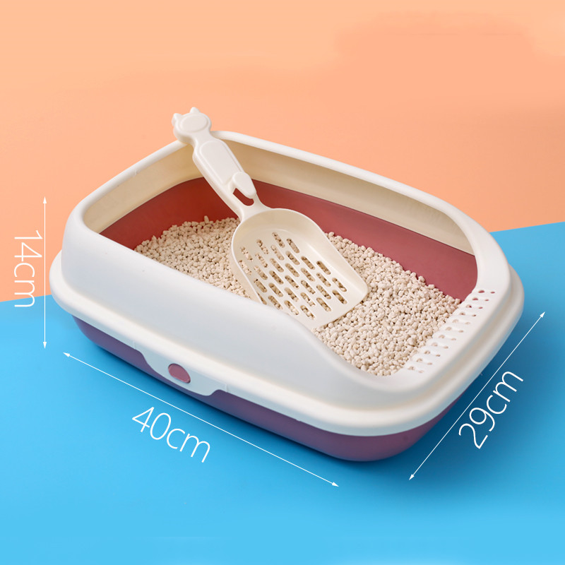2 Spillproof easy to clean plastic cat litter box cat toilet cat supplies Semi-closed litter box