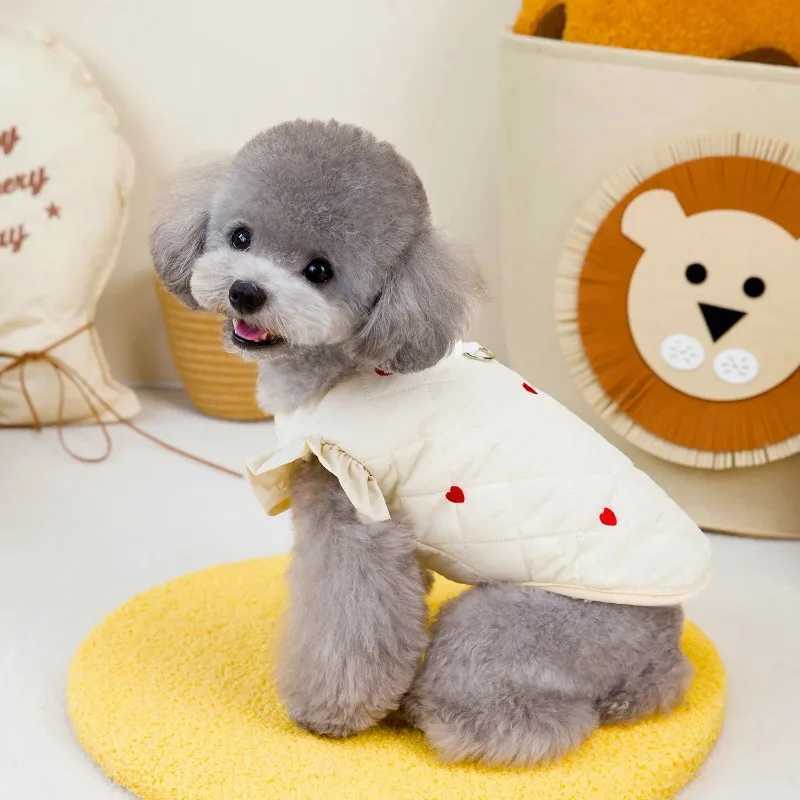 Pet Dog Love Flying Sleeve Thick Parkas Pet Puppy Jacket Small Dog Winter Warm Flying Sleeve Coat Tank Top Puppy ClothingXJ241125