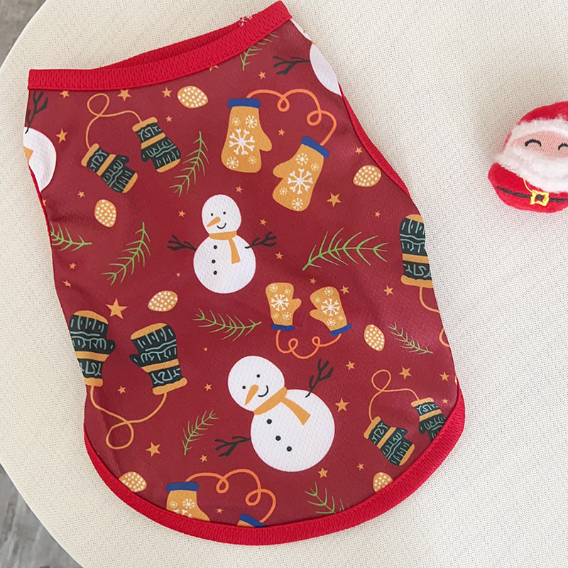 LM0355K Christmas Pet dog clothing Cat Christmas Decorative Vest Small dog Christmas snowman clothes