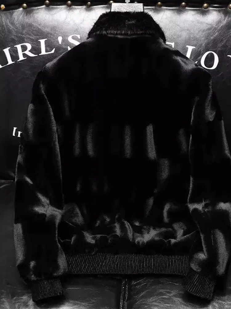 Graphene Mink Black Coat Mens Zipper Haining Fur Mink Fur Coat Autumn Winter Street Fashion Jacket Men Coat Outerwear 241125