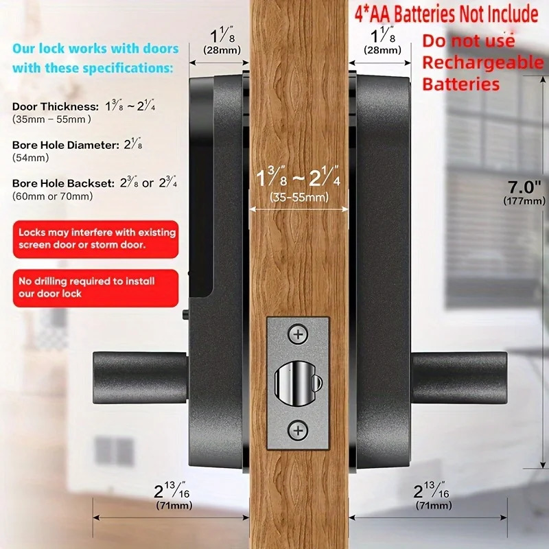 Smart door lock with keyboard fingerprint lock - keyless door lock 241125
