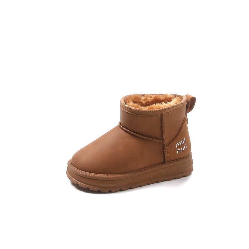 Children Boot Children Thick Warm Snow Boots 2024 Winter New Girls' Brown Cotton Shoes Boys' Ankle Boots Big Boy Shoes Y241125