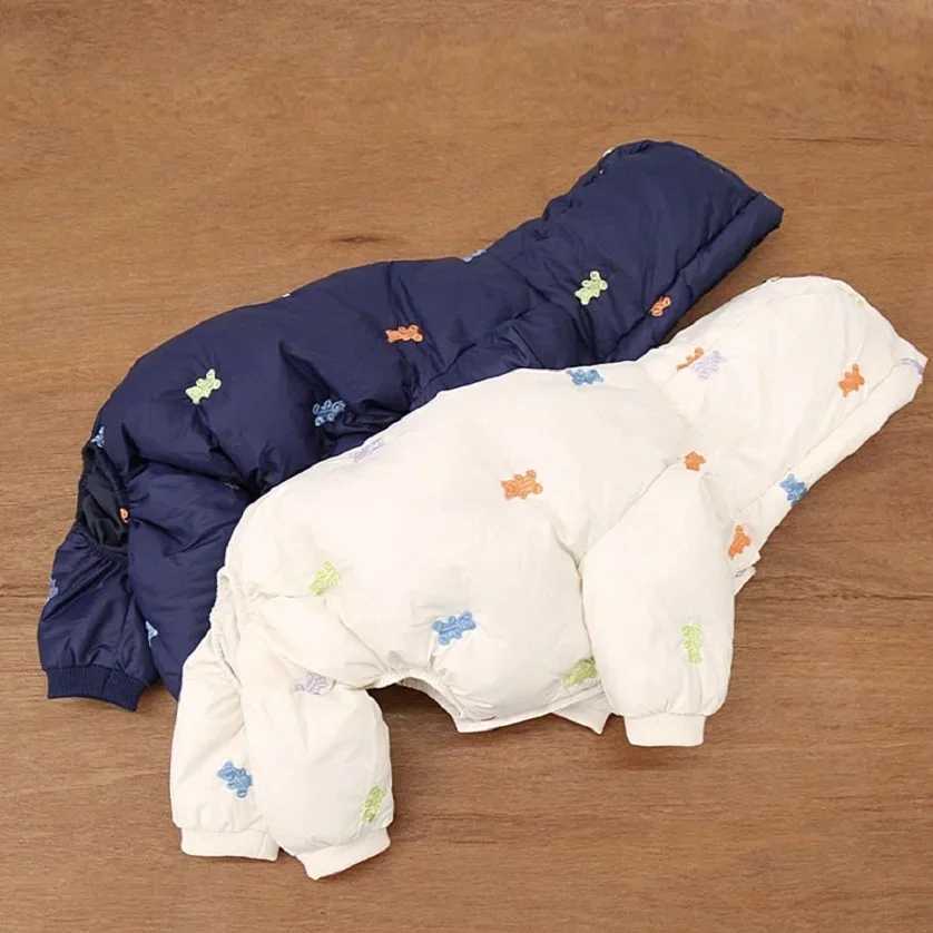 Full Printed Bear Dog Clothes Pet Four Legged Cotton Coat Teddy Warm Winter Outfit Schnauzer Down Jacket Puppy Sweet JacketXJ241125