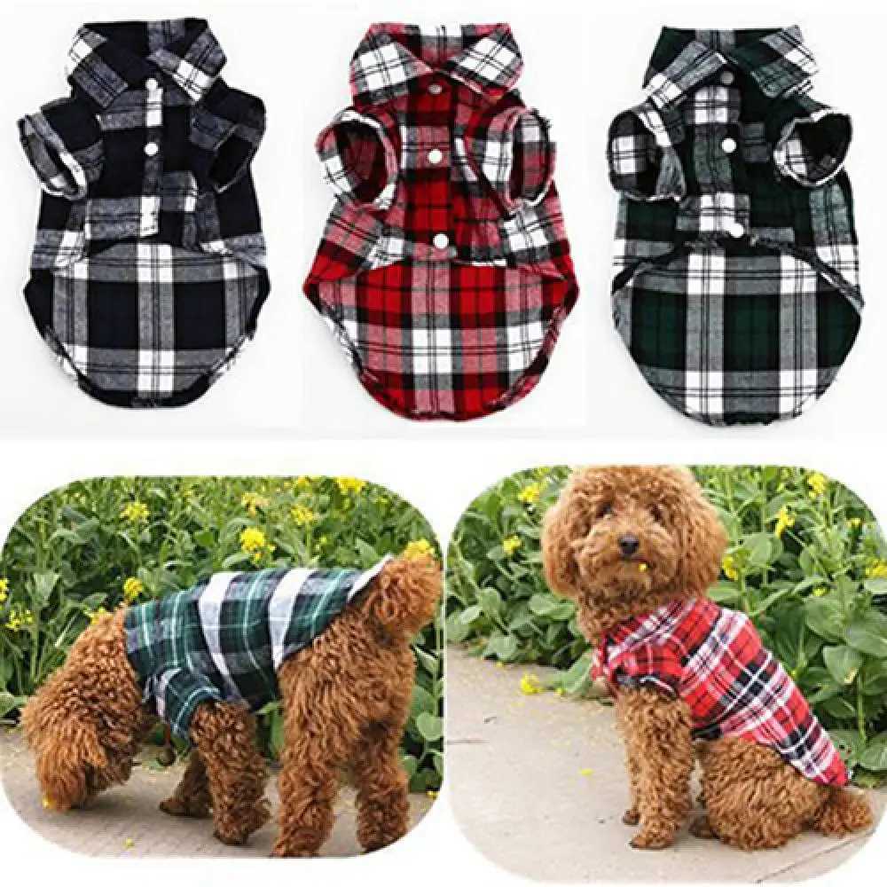 Small Dog Jacket dog clothes Pet Plaid Shirt Lapel Coat Cat Jacket Clothes Costume Tops dog accessories 2021XJ241125