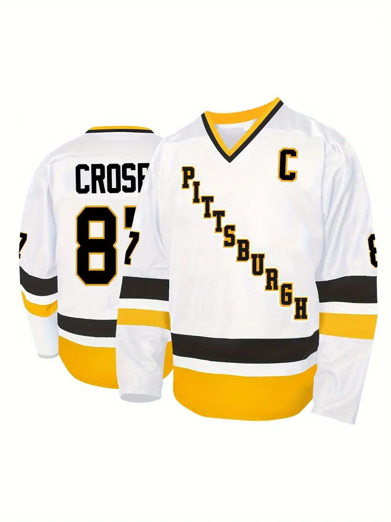 #87 Breathable Ice Hockey Jersey - Embroidered, V-Neck, Short Sleeve for Training & Competition