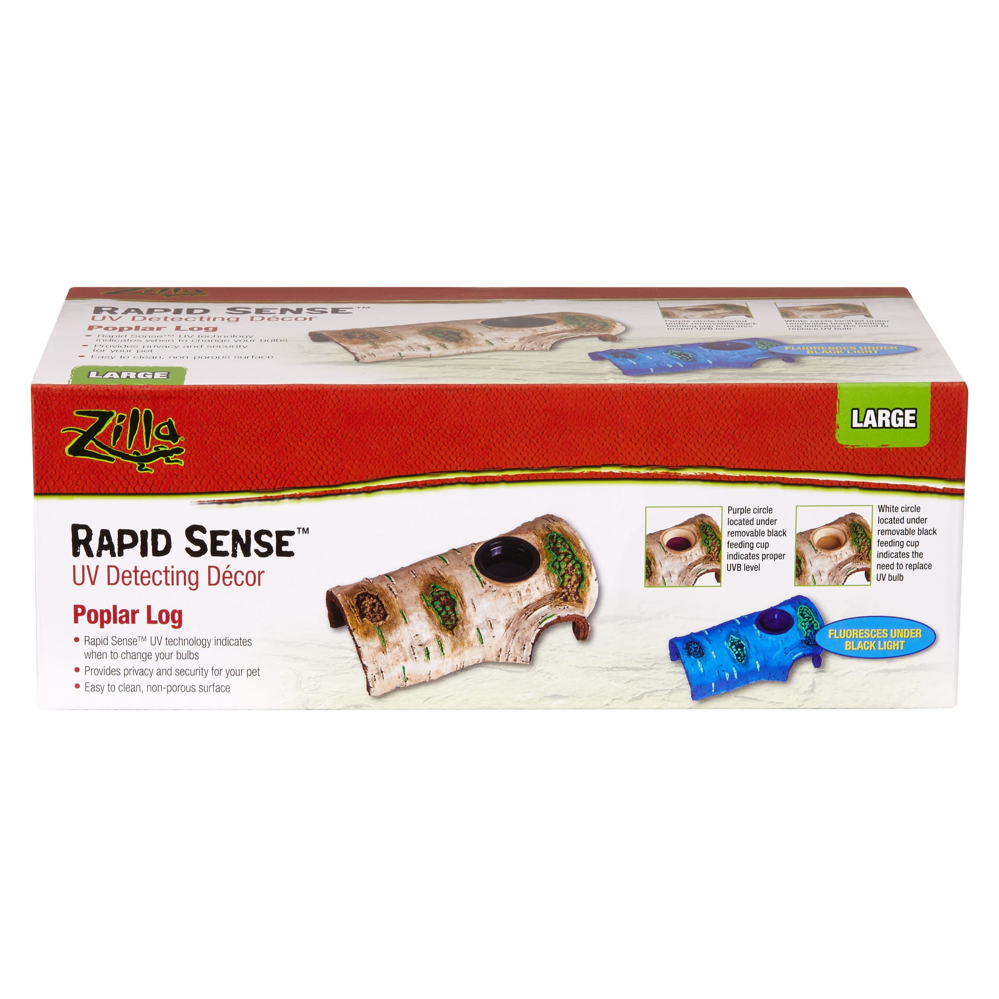 Zilla Rapid Sense Decor Large Poplar Log with Feeding Cup