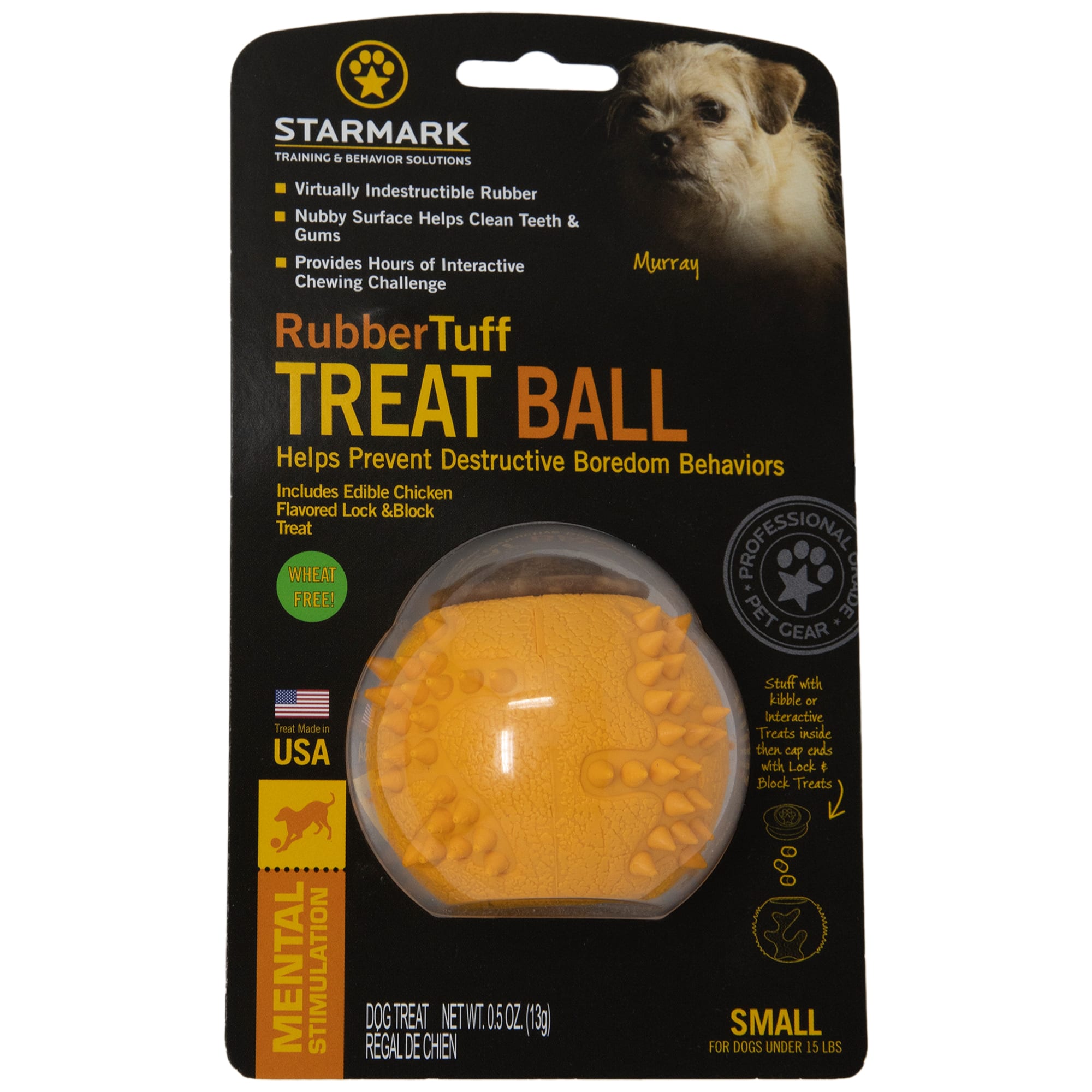 Starmark Rubber Tuff Treat Ball, Small