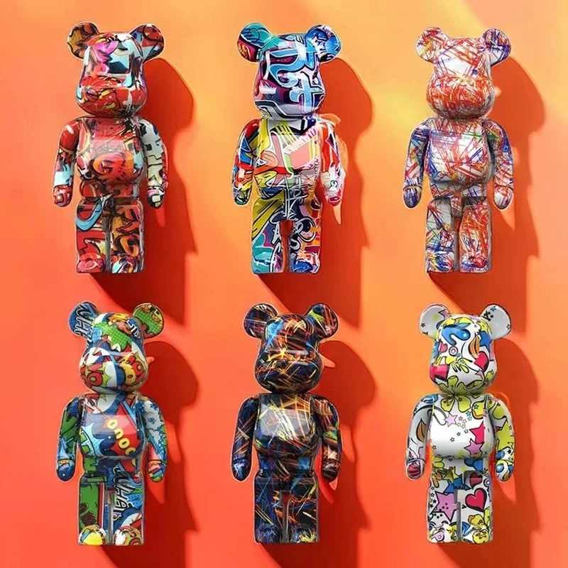Decorative Objects Figurines 2024 New Graffiti Bear 27cm Home Decoration Animal Statue Storage Money Can Modern Room Sculpture Table Decoration T24112