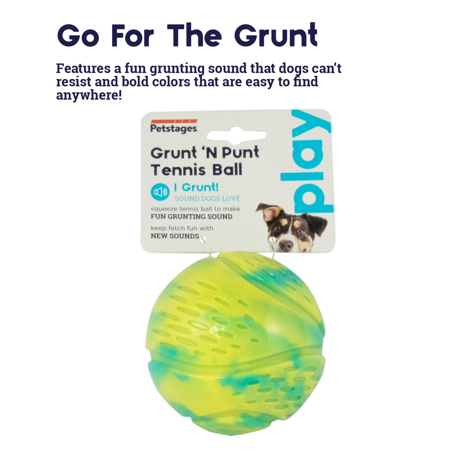Petstages Multi Grunt N' Punt Tennis Ball Fetch Dog Toy, X-Small