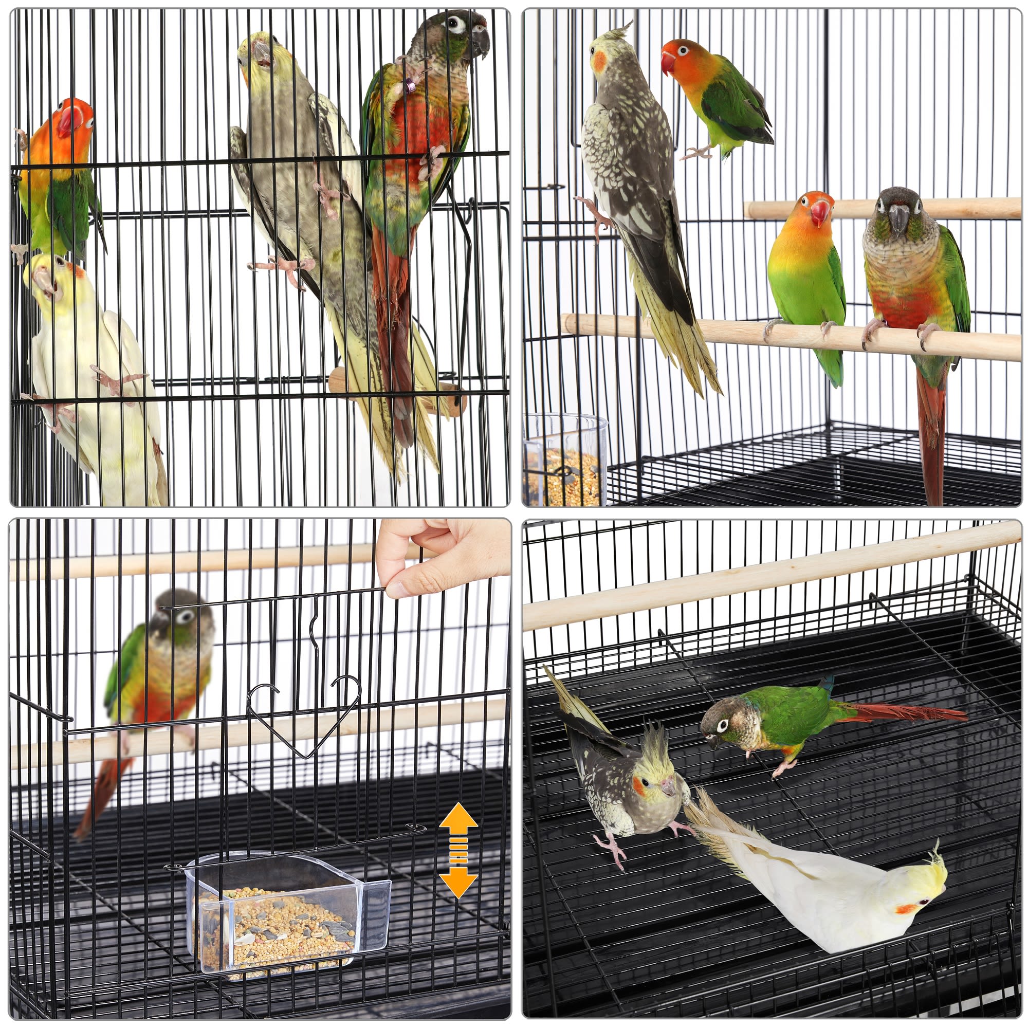 Topeakmart Black 18" Flight Cage with Slide-Out Tray for Birds