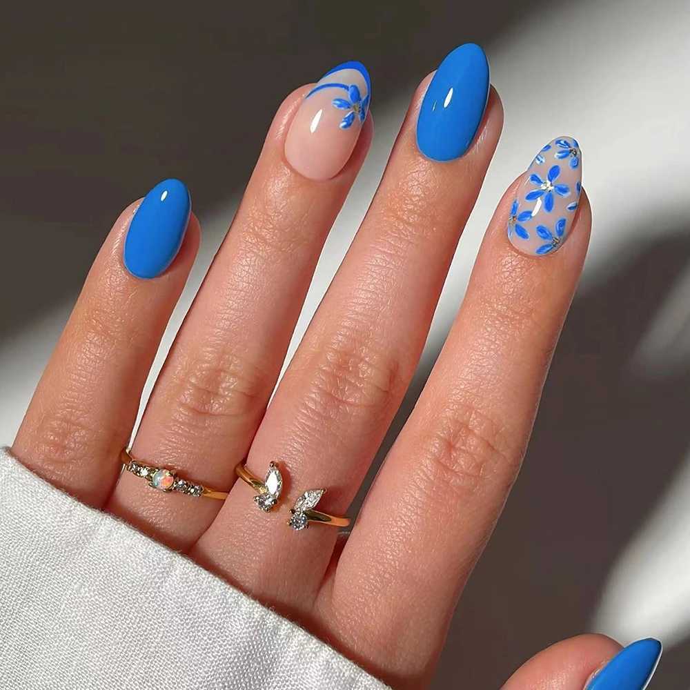24 pieces of short oval nails press nails detachable reusable artificial nails worn by women and girls every dayW241125