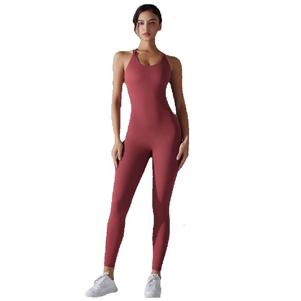 Plus Size S-XL Back V Bodysuits Sports Women Gym Rompers Yoga Set Scrunch Legging Workout One-Piece Jumpsuit Suit Active Wear