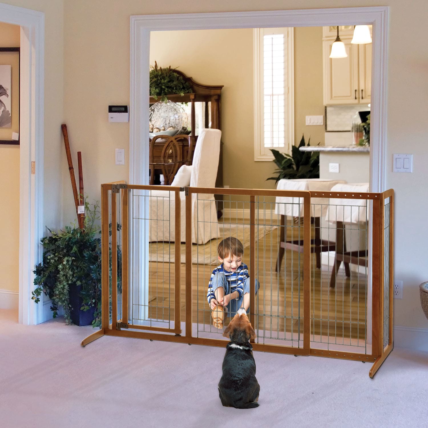 Richell Deluxe Freestanding Pet Gate with Door, Large
