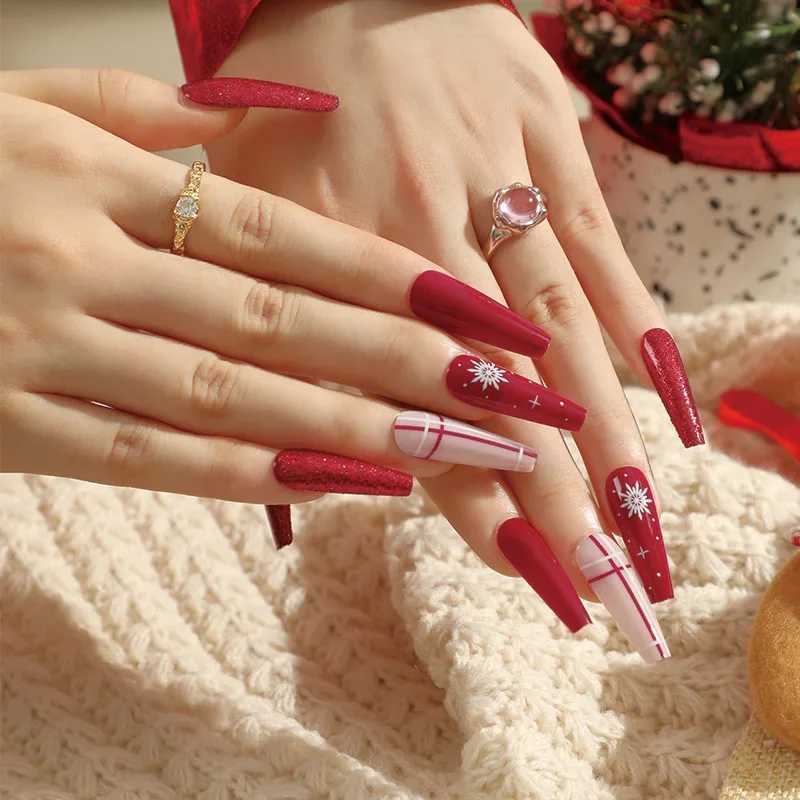 INS Gery Gradient Color Sparkling Powder Sparkling Zircon White Christmas Feldspar Wax Snowflake Fake Almond Ballet Fake Art NailW241125