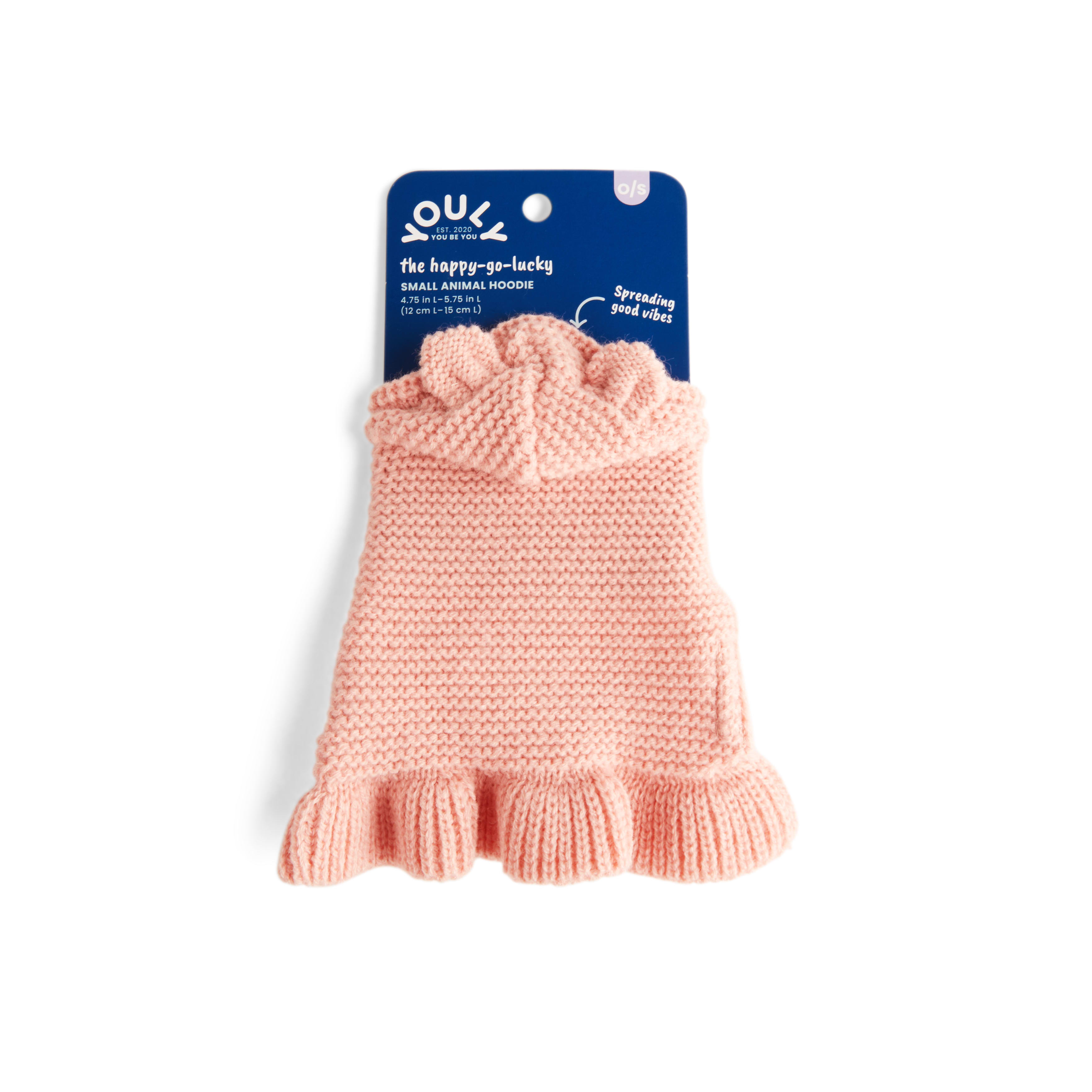 YOULY Blush Teddy Small Animal Dog Hoodie, Pink
