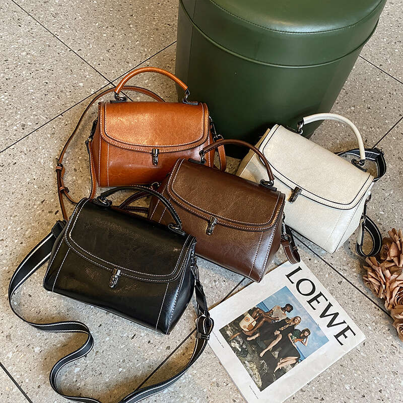 YANATARI Vintage Messenger Cowhide Coffee Leather Handbags Minimalist Square Crossbody Women Female Bag