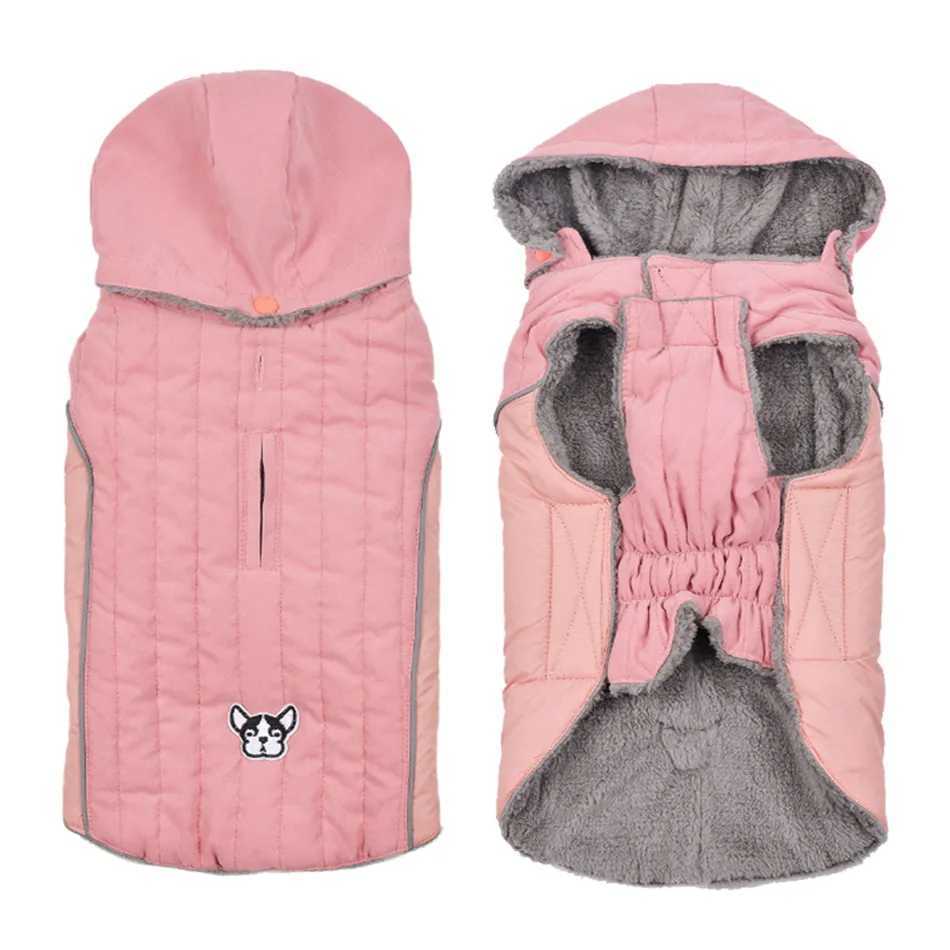 Winter Dog Clothes Thick Fleece Warm Dog Clothing Winter Dog Jacket Reflective Adjustable Belly Quilted Dog Coat Removable HoodXJ241125