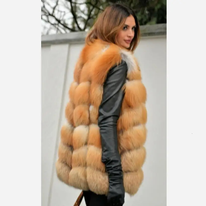 Autumn and Winter Womens Red Fur Vest Natural Real Casual Fashion warm European Style Street style 241120