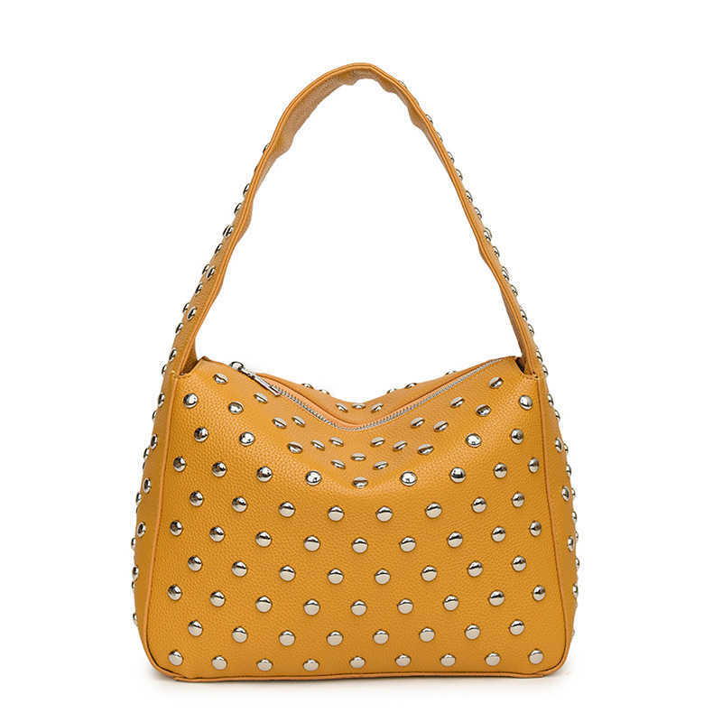 Fashion Punk Style Willow Nail Single Shoulder Underarm Bag New Trendy Heavy Industry Personalized Motorcycle Bags Women Rivet Tote Bag Handbag 241125