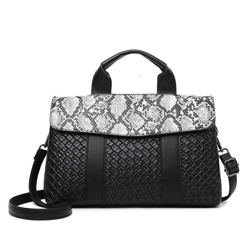 LEMON KOKO Ladies' Handbag With High-End Feel, Large Capacity Python Pattern Woven Boston Bag, Single Shoulder Crossbody Women's Bag