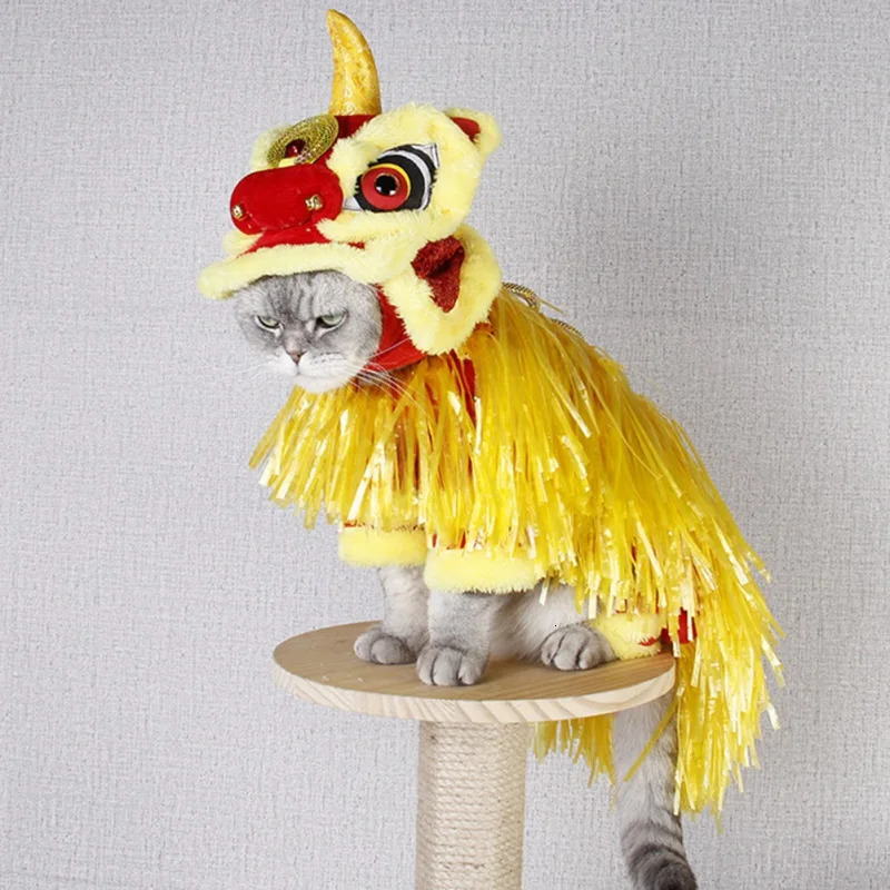 Halloween Funny Dog Clothes Years Pet Chinese Costume Dragon Dance Lion Dog Party Lion Dance Red Festive Lucky Cat Clothes 241125
