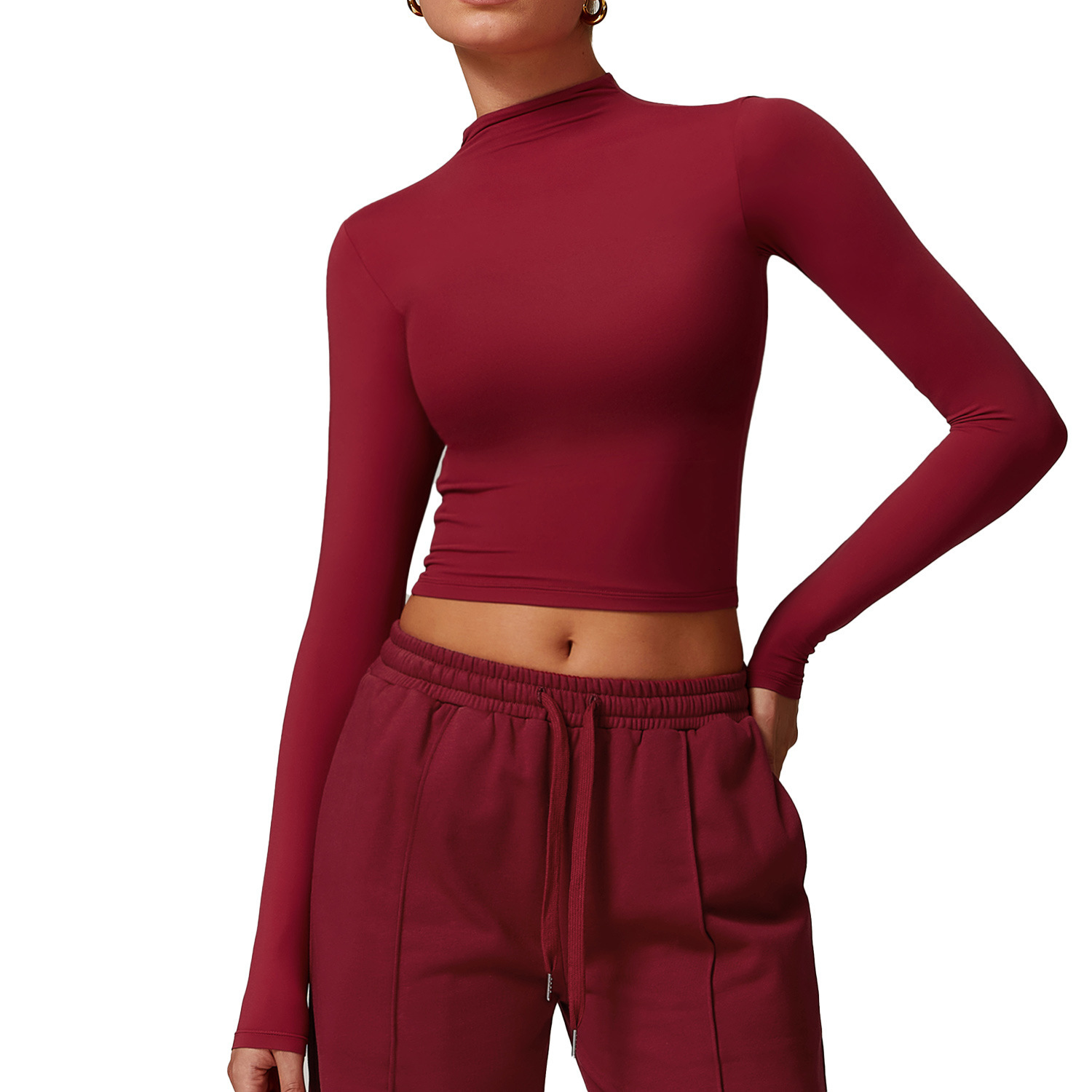 Speed Dry Fitness Top With High Collar, Tight Fit, Versatile Long Sleeve Yoga Clothes