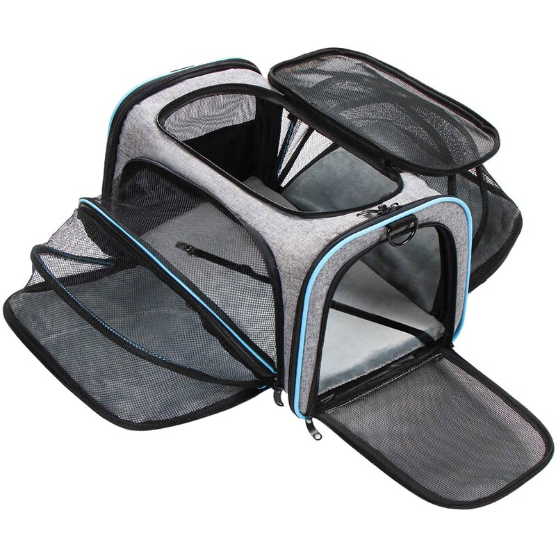Pet Airline Approved Expandable Reflective Foldable Soft Travel Bag Products Pet Cages Carriers