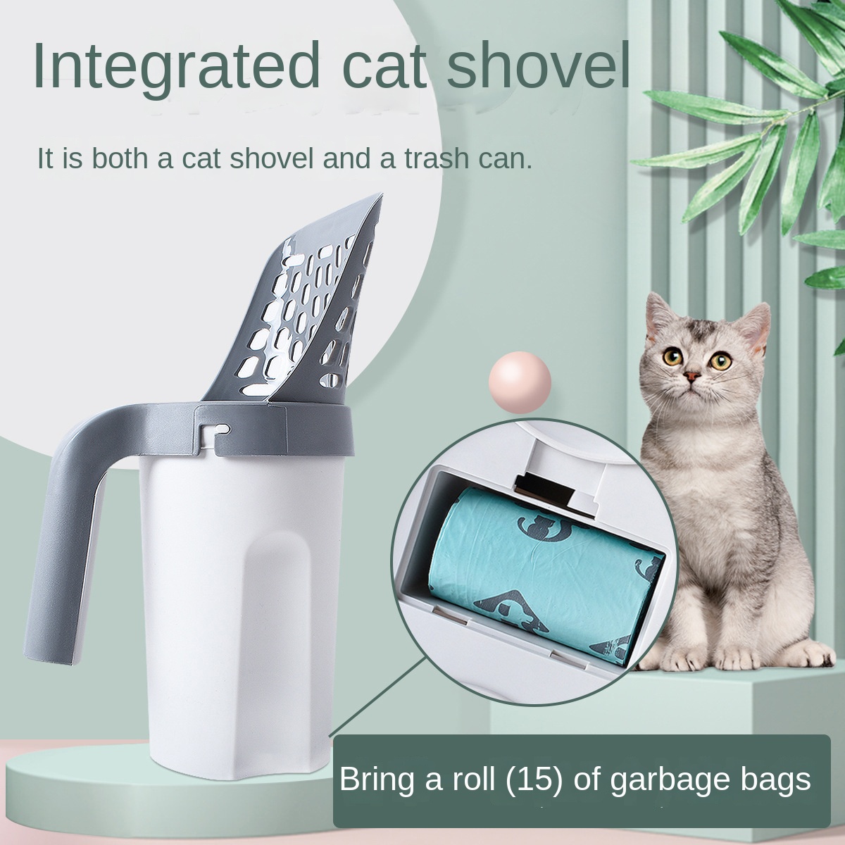 Colorful Metal Cat Litter Shovel Set Cat Large Wooden Handle Cat Litter Scoop