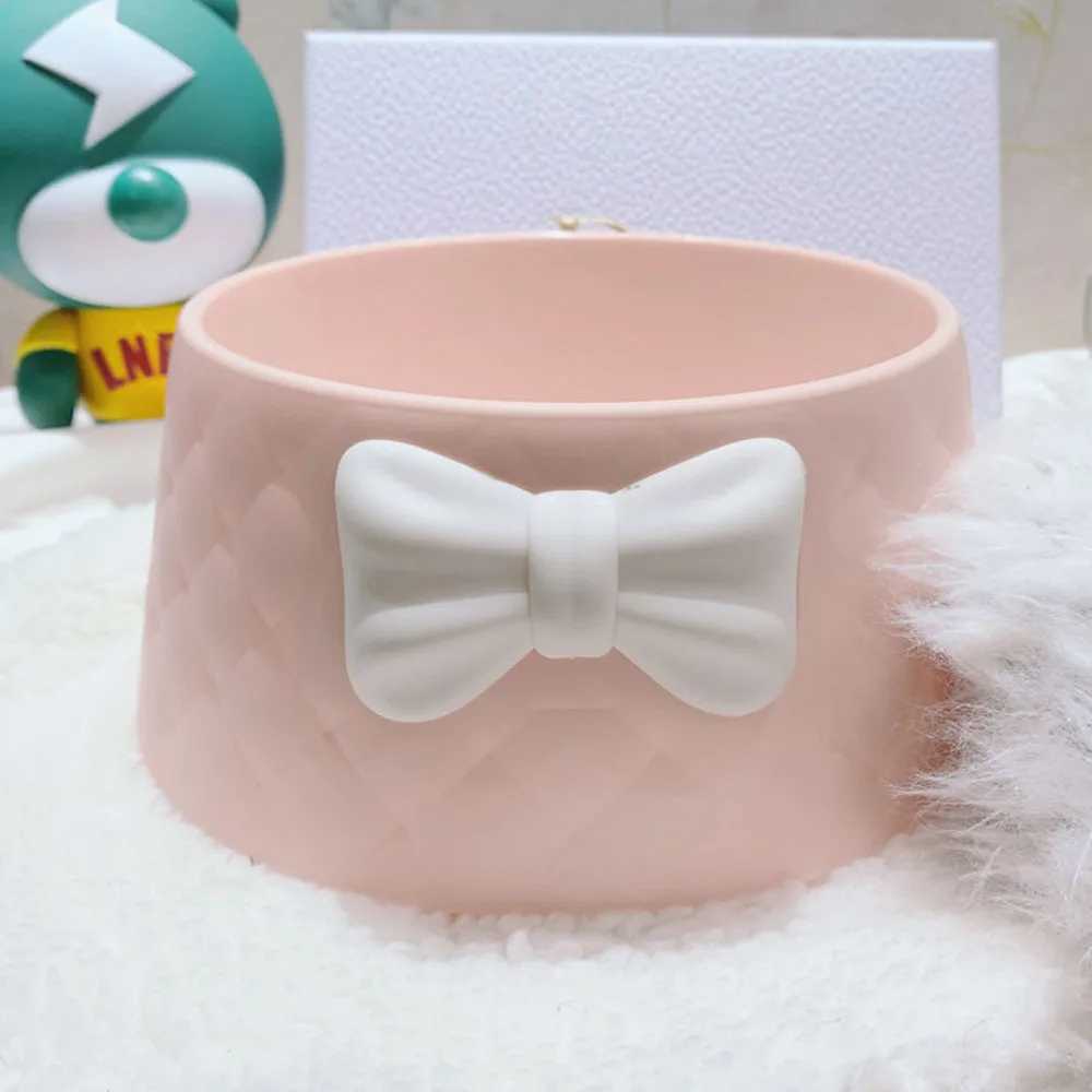Pet Dog Food Bowls Lovely Bowknot Puppy Feeder Dish Bowl Diamond Pattern Bow Cat Bowl for Water Sweet Princess Pet Feeding BowlsXJ241125
