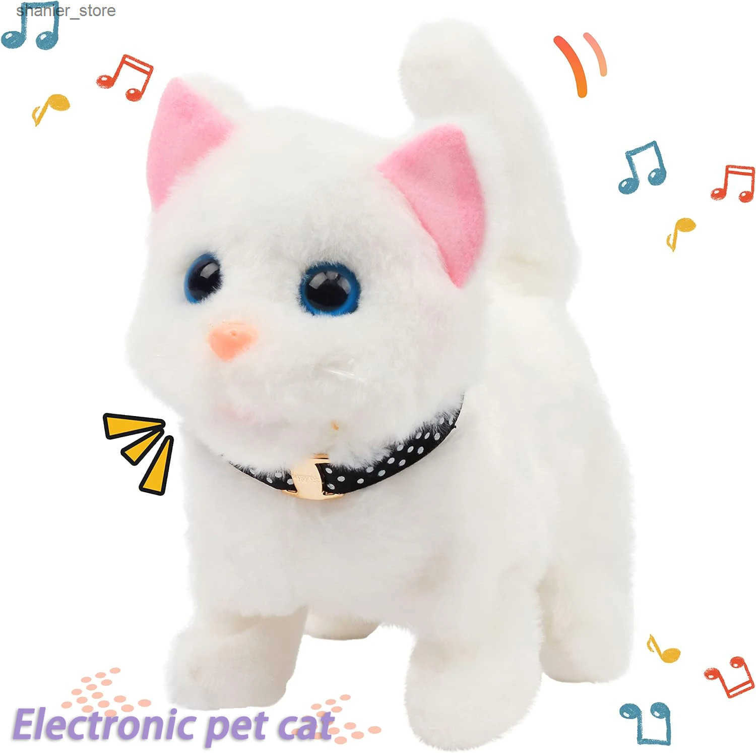 Cat Interactive Electronic Toys New Walking Kitty plush toy electric interactive cat stuffed animal meow tail shaking Nodding cat pet toy childrens gi