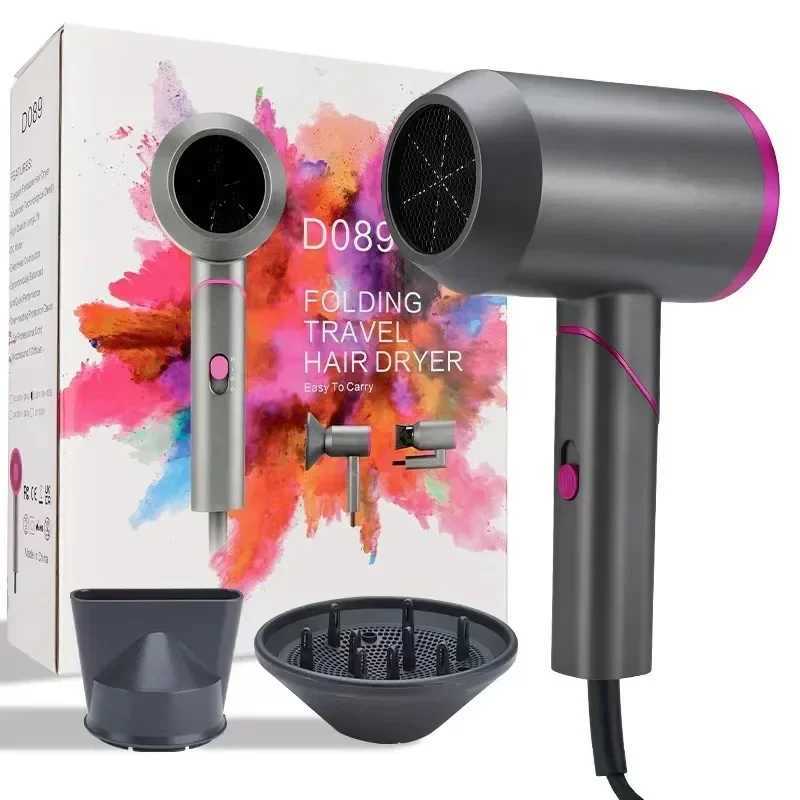 Negative ion hair dryer with foldable handle fast drying low-noise portable constant temperature hair dryer W241125