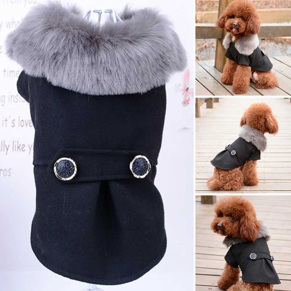Winter Dog Clothes Pet Cat fur collar Jacket Coat Sweater Warm Padded Puppy Apparel for Small Medium Dogs PetsXJ241125