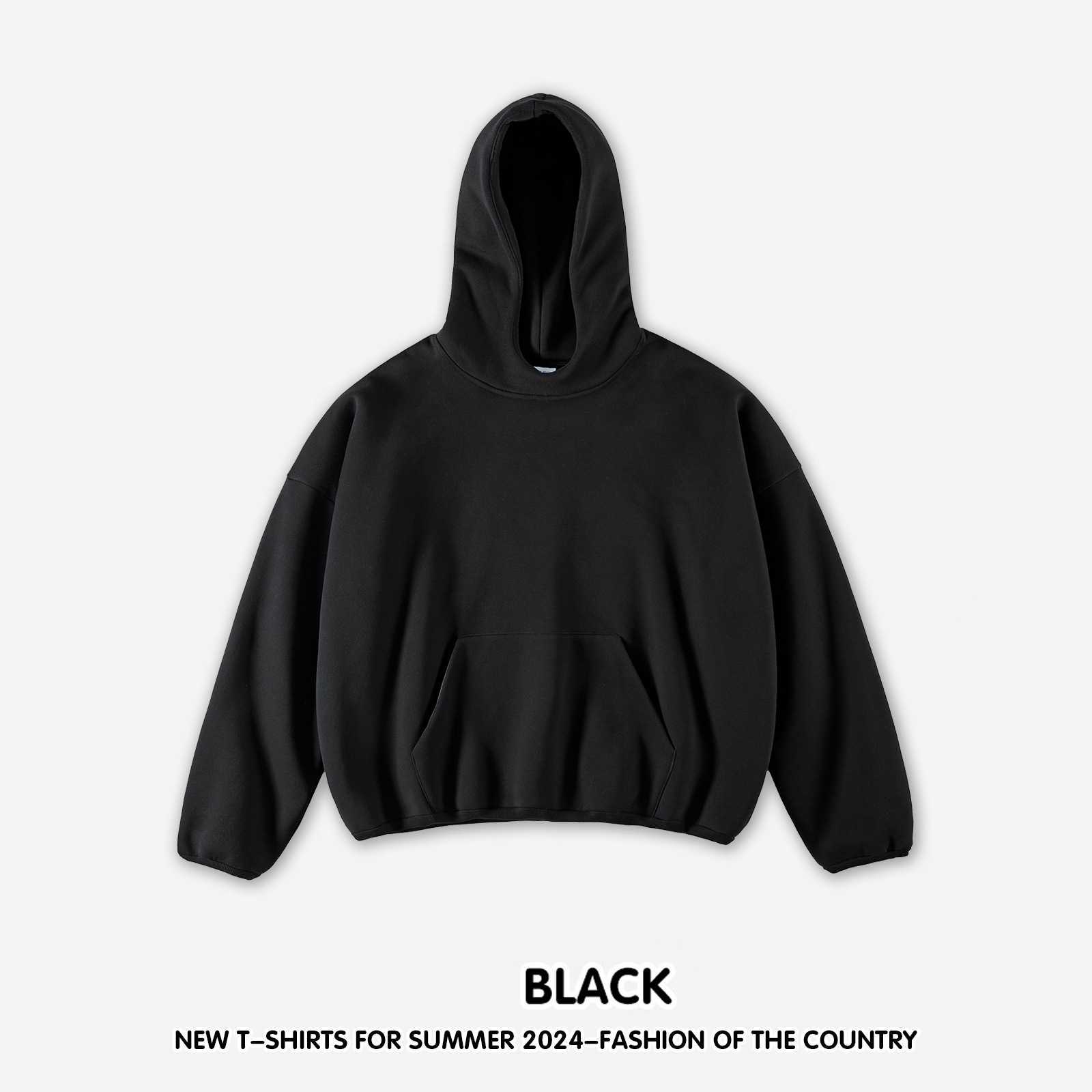 Mens solid color double-layer oversized zipper cotton retro high-quality hoodie 2024 spring/summer new casual streetwear W240921