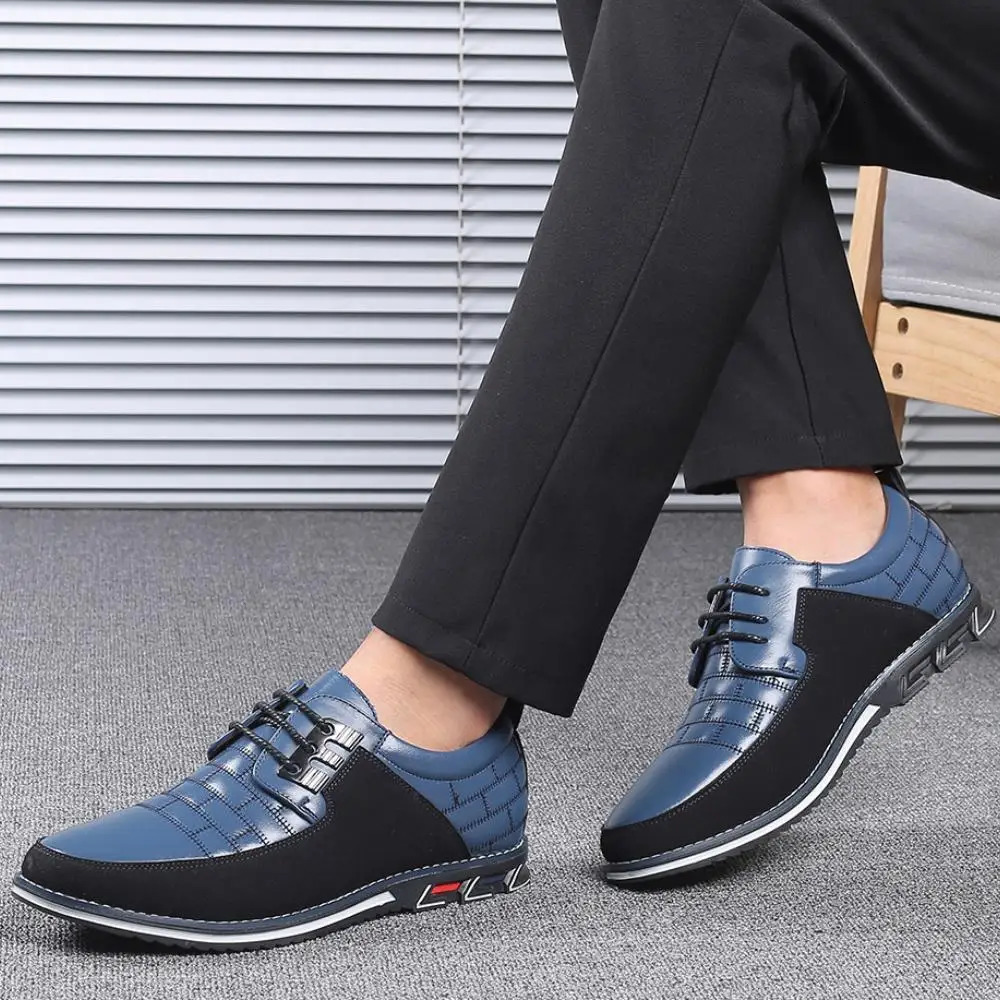 Men Sneakers Shoes Fashion Classic Lace-Up Casual Loafers Pu Leather Shoes Black Breathable Business Men Shoes Big Size 241125