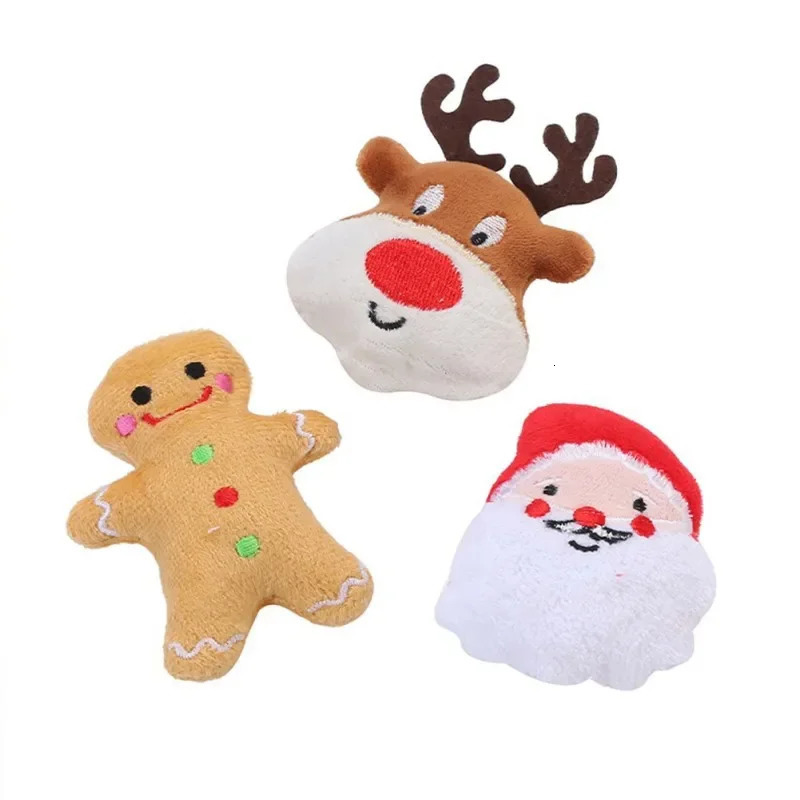Christmas Gingerbread Man Pet Toy Cute Plush Dog Cat Pet Toys Chew Animal Cartoon Toy for Pet Puppy Teething Toys Christmas Toys 241125