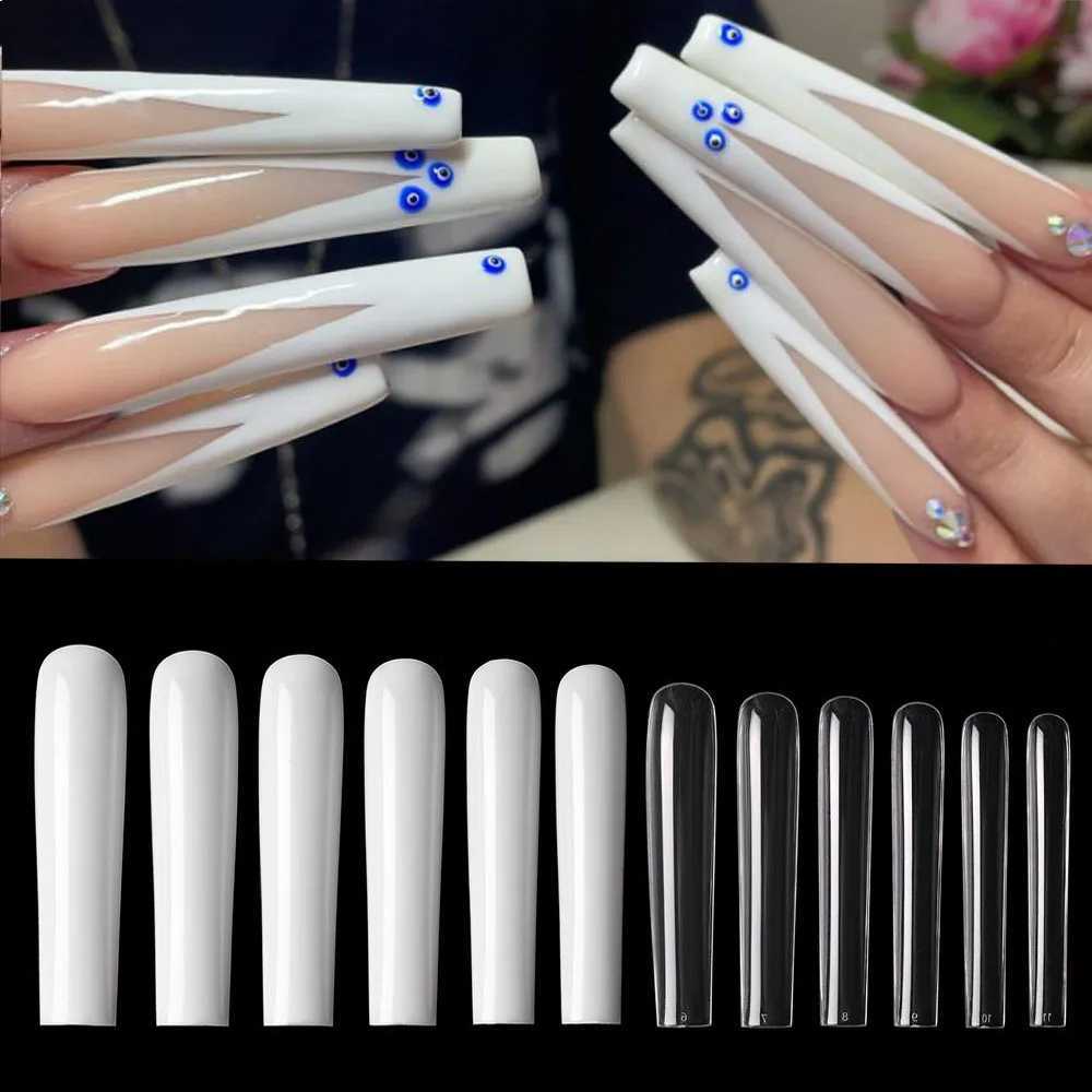 60 pieces of XXXL square without C-curve/ballet dancer/coffin nail tip transparent/natural ultra long traceable full coverage nail art fake nailsW2411