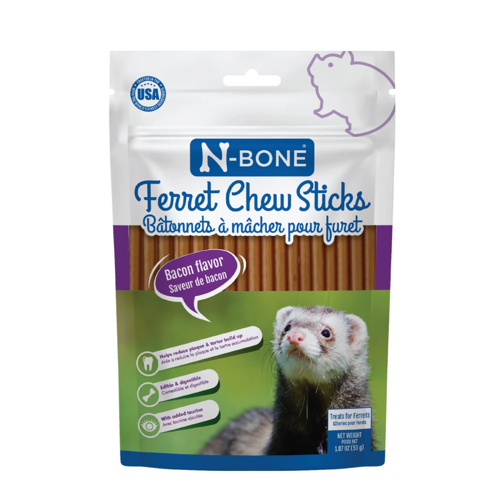 N-Bone Ferret Bacon Flavor Chew Sticks, 1.87 oz.