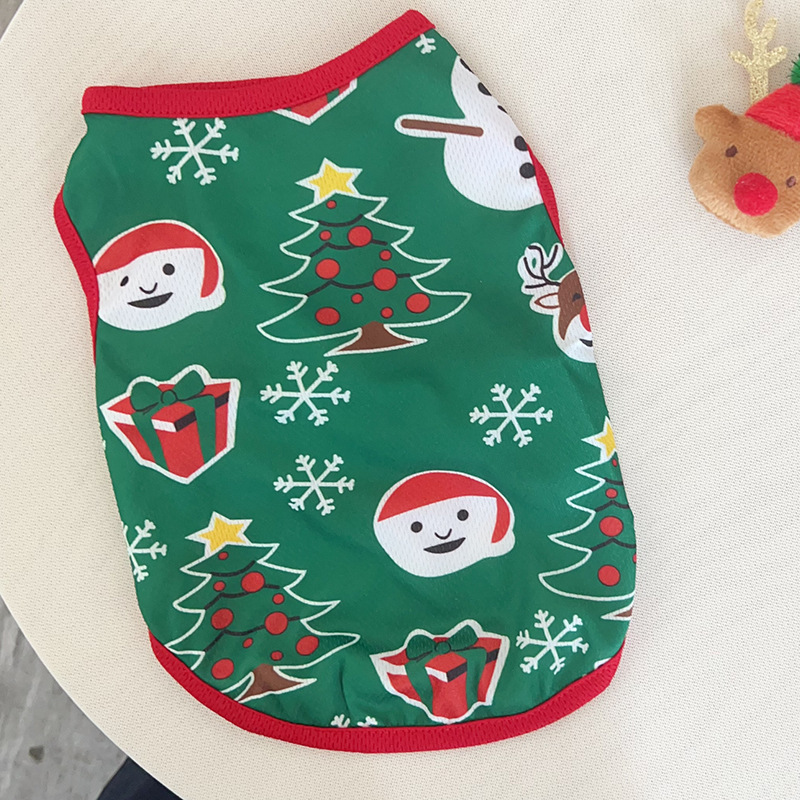 LM0355K Christmas Pet dog clothing Cat Christmas Decorative Vest Small dog Christmas snowman clothes