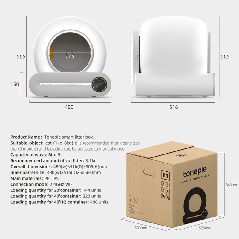Ti Pro Smart Automatic Cat Litter Box Self-Cleaning Electric Pet Toilet with App Plastic Cat Products