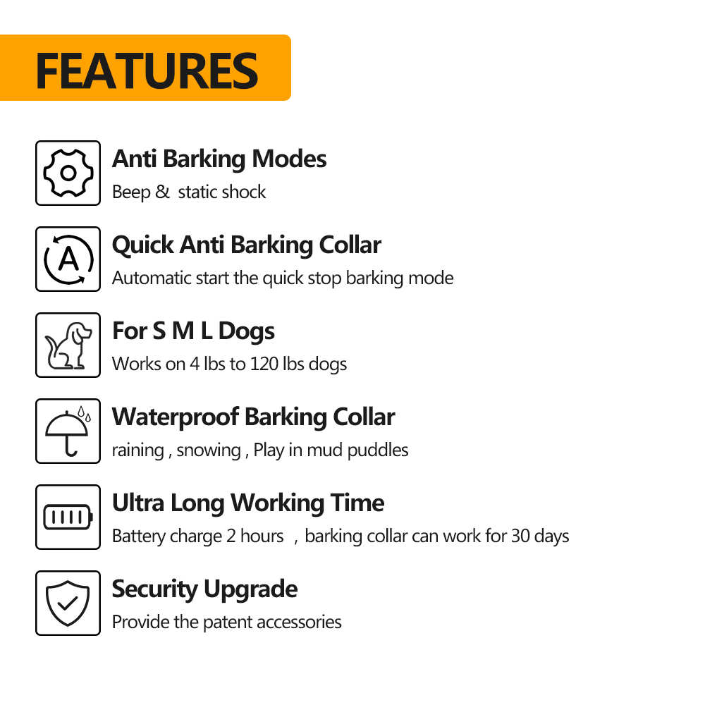 5 sensitivity Levels Adjustable Rechargeable No Barking Electronic Shock Collar